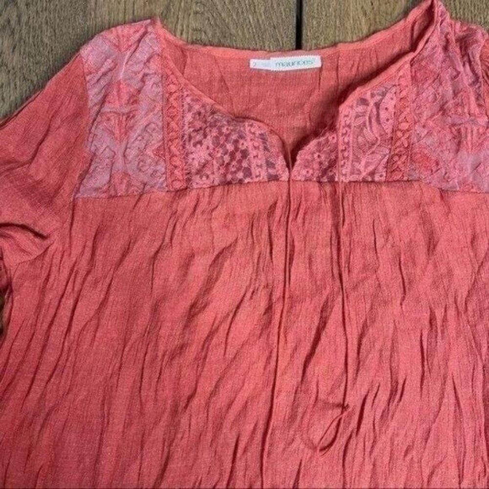 Maurices Burnt Orange Long Sleeve Top w/ Lace - Picture 3 of 9